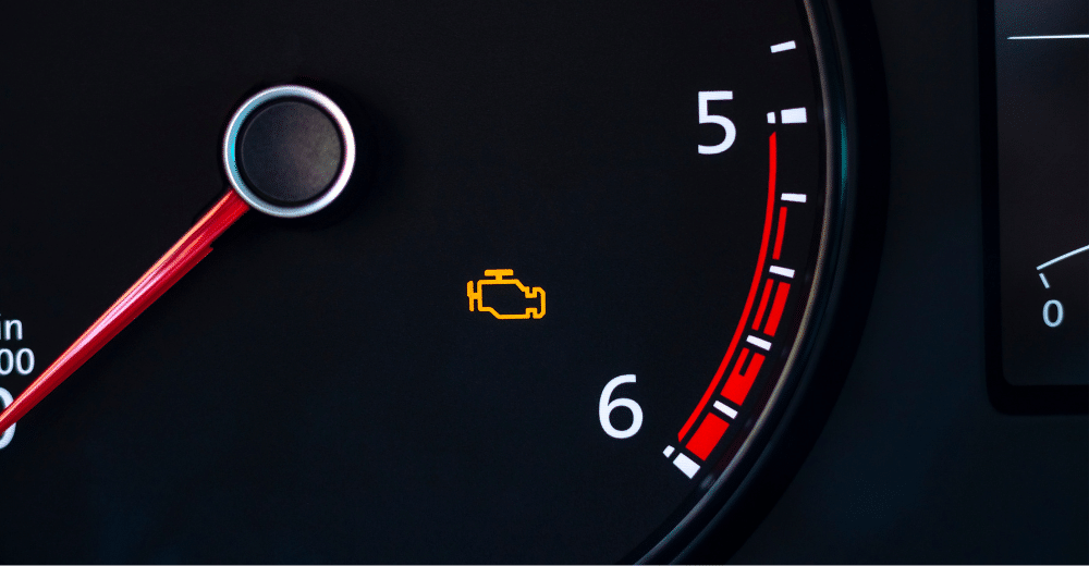 Check Engine Light in Maumelle and North Little Rock, AR at Cantrell Service Center. Image of the dashboard of the car with the engine error indicator light on.