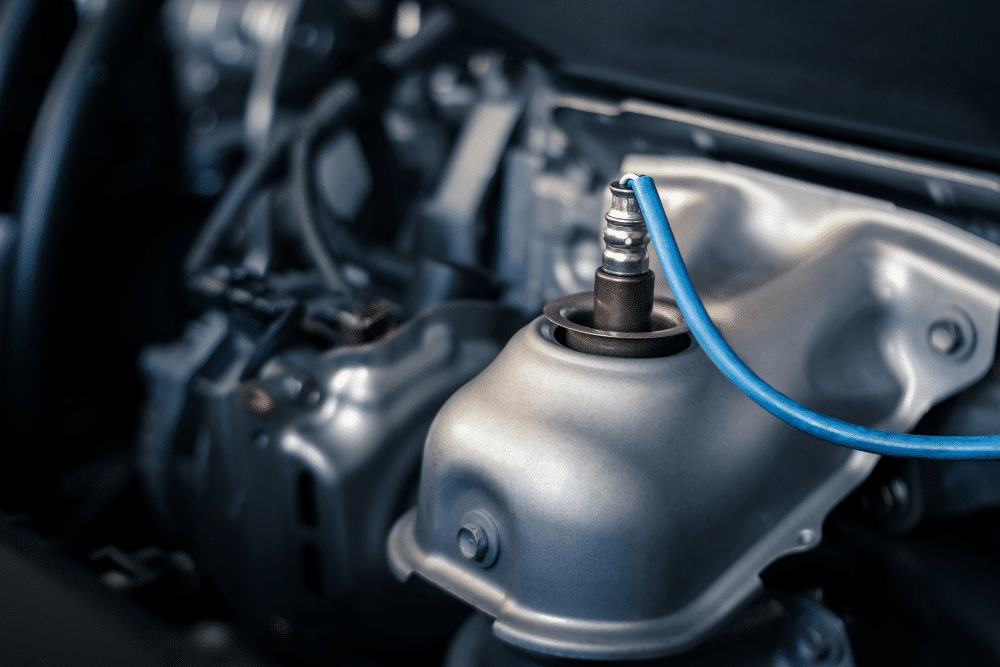 oxygen sensor, auto repair in North Little Rock, AR at Cantrell Service Center. Close-up of a vehicle's oxygen sensor installed in the exhaust system.